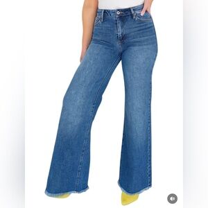 BCBGeneration High Rise Wide Leg Frayed Hem Jeans Size 25